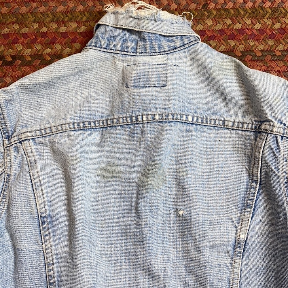 RARE VINTAGE DISTRESSED LEVIS TRUCKER JACKET WELL WORN AGED ONE OF A KIND OF - Picture 9 of 10
